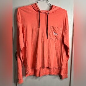 VS Pink Bright Orange Pullover Hooded Long-Sleeve
